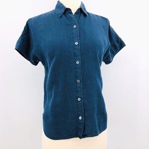 🎉Tommy Bahama Chambray Linen Collared Button Top